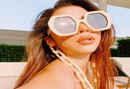 2020 Design Fashion Hexagon Oversized Sunglasses Chain Women Men Vintage Sun Glasses UV400 gafas de sol Eyewear4488219