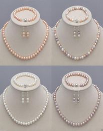 89mm Natural Akoya Cultured Pearl Necklace Bracelet Earrings Jewelry Set informati4960744