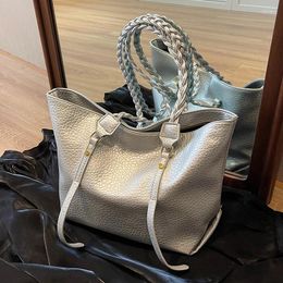 Evening Bags 2024 Large Capacity Luxury Designer Work Shopping Tote Summer Casual Versatile Shoulder Bag Trendy For Women Leather Handbag