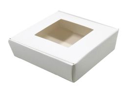 30Pcs White Gifts Kraft Paper Package Boxes With Clear Window Square Foldable Jewellery Craft Soap Storage Box for Christmas Party2708960