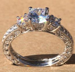 Fashionable and luxurious 925 Silver Diamond female romantic Engagement Wedding Ring Size 6107586674