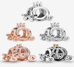 925 Sterling Silver Pendant Charms for P Original box Polished Crown Carriage Charm European Bead Charms Bracelet Necklace jewelry1583069