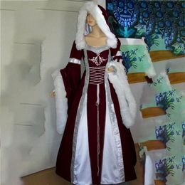 Casual Dresses Girdling Dress For Women Halloween Mediaeval Cosplay Costumes Plus Size 5xl Retro Victorian Gothic Long Floor Length Hooded 2251