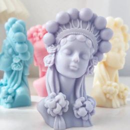 Candles 3D Chinese Beijing Opera Female Candle Silicone Mold Beauty Girl Portrait Scented Candle Plaster Resin Making Mould Decor Gifts