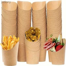 Disposable Plastic Tableware 50 disposable kraft paper cup set tableware set is very suitable for French fries cooking food paper cupcake WX