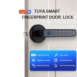 Tuya Smart Fingerprint Door Lock knob Bluetooth Wireless Digital Door Lock Keyless Entry Door Lock Home Security Remote Lock 240422