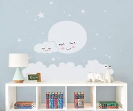 Moon stars Wall Decal Cloud Nursery Wall Stickers For kids Room Decal Nursery Wall Sticker girls decorative babies T180838 Y2001022027171