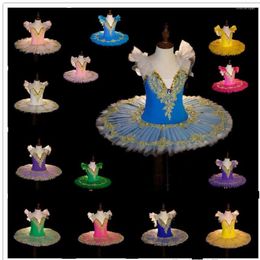 Stage Wear Blue Pink White Girl Professional Ballet Tutu Tulle Dress Gymnastics Leotard Diamond Dance Costume Ballerina