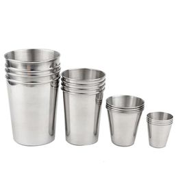 1PC Stainless Steel Metal Beer Cup Wine Cups Mini Glasses Kitchen Accessories For Portable Drinkware Set 3070180320ML y240429