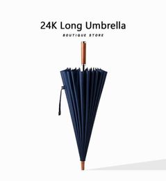Umbrellas Luxury 24K Long Umbrella Business Men Windproof Wooden Handle Big Golf Umbrella Outdoor High Quality Travel Straight Umb4200599