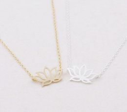 Fashion plant lotus Pendant plated gold silver Necklace for women gift Whole5731876