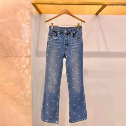 Women's Jeans Niche 2024 Early Spring All-match Fashion Design Sense Flower Embroidery Micro Casual Women