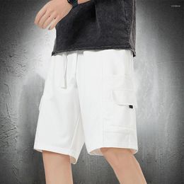 Men's Shorts Workout Men Sports Style Cotton White Cargo Elastic Waist Jogger Clothing Fitness Training