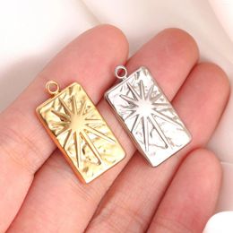 Charms 3Pcs/Lot Stainless Steel Rectangle Sun Pendants For Bracelet Necklace Decoration Dangle Jewelry Making Supplies Wholesale