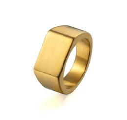 Cluster Rings Simple Men Plain Ring Jewellery High Polished Gold Silver Black 316L Stainless Steel Finger Retro Titanium Wrap7966856
