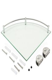 Bathroom Glass Bath Shower Triangular Shelf Holder Organizer Single Layer Modern Style Glass Bathroom Shelves5037945