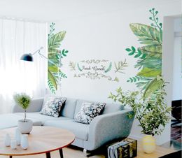 European Style Leaves Fake Metal Scroll Fresh Green Wall Stickers Pastoral Home Decor Living Room Bedroom Wallpaper Poster Art Wal6143544