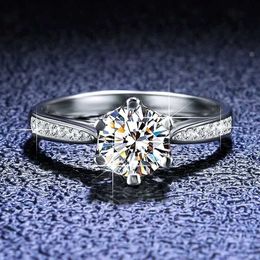 Band Rings PT950 Platinum Eternity Real 0.5CT 1CT Moissanite Ring for Women Top D Color VVS1 Diamond Engagement Wedding Q240429