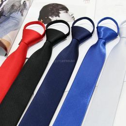 Bow Ties 5cm Pre-tied Neck Tie Mens Skinny Zipper Red Black Blue Solid Colour Slim Narrow Bridegroom Party Dress Necktie Student Girl