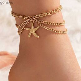 Ankletter 2023 Summer Boho Classic Starfish Ankel Chain Charming Tassel Snake Heart Sexig Leg Chain Modern New Womens Beach Jewelry WX