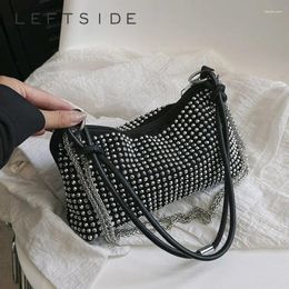 Evening Bags Small Shiny Party Chain Crossbody Bag 2024 Designer Silver Female Trend Lady Handbags Underarm Shoulder Side