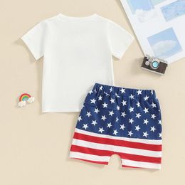 Clothing Sets July 4th Toddler Born Baby Boy Outfit Clothes American Dude T Shirt Top Flag Shorts Set