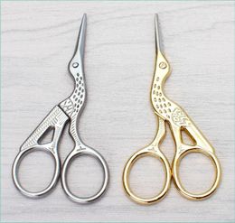 Stainless Steel Crane Shape Scissors Stork Measures Retro Craft Cross Stitch Shears Embroidery Sewing Tools 93cm Gold Silver Hand9360608