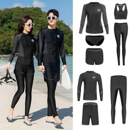 Women's Swimwear Rash Guards Long Sleeve Surf T-Shirt Split Couple Pants Sun Protection Quick-drying Swimsuit Set Snorkelling Suit Wetsuit