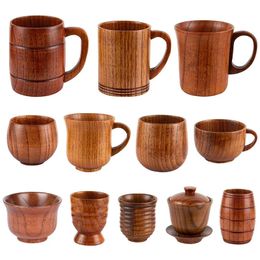 Wooden Big Belly Cups Handmade Jujube Wood Handle Beer Tea Coffee Milk Water Cup Kitchen Bar Drinkware for 1PC 240429