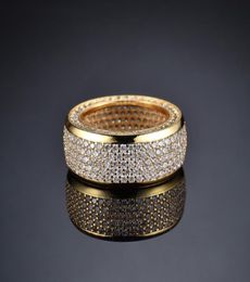 Cluster Rings Hip Hop Bling Iced Out Men And Women Ring Brass Mirco Pave Prong Setting Cubic Zirconia R0057364791