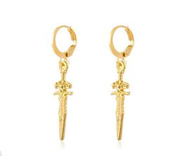 Dangle Chandelier Hip Hop Dagger Drop Earrings For Men Women Metal Small Sword Punk Rock Fashion Jewelry1763466