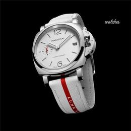 Men Watches Fashion Luxury Waterproof Multifunction Watch Penerei Swiss Watch Luminaudour Series Automatic Mechanical Mens and Womens Watch 38mm White Belt and Wh