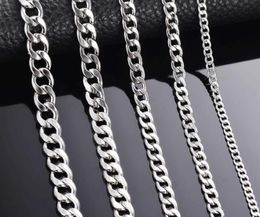 1 Piece Width 3mm 4 5mm 5mm 6mm 7mm 7 5mm Curb Cuban Link Chain Necklace for Men Women Basic Punk Stainless Steel Chain Chokers Q02005513