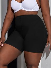 Finjani Plus Size Women Wideband Waist Shapewear Shorts Leisure Stretchy Smooth Seamless Mid Boyshort Black y240422