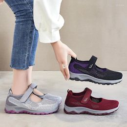 Casual Shoes Women's Walking Outdoors Soft Bottom Mom Fashion Socks Sneakers Comfortable Hollow Solid Sport