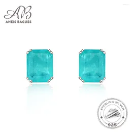 Stud Earrings Aneis Bagues Silver 925 Jewellery Square Cut Emerald Paraiba Tourmaline Gemstone For Women Fine Wholesale