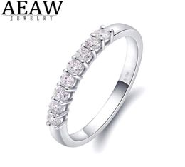 AEAW 14k White Gold 025ctw 2mm DF Round Cut EngagementWedding Topaz Moissanite Lab Grown Diamond Band Ring for Women2127405