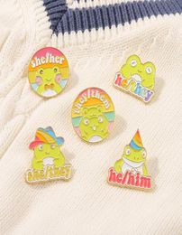 Cartoon Animal Frog Circle Letters Model Brooches Unisex Colourful Alloy Enamel Clothes Badge Accessories Children Hat Knapsack Swe6268096