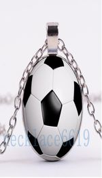 10pcs soccer NecklaceChain NecklaceChristmas Birthday GiftCabochon Glass Necklace SilverBronzeBlack Fashion Jewellery R7537998515