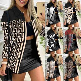 Women's Jackets designer Coats Autumn/Winter New Small Suit New Product Long sleeved Single breasted Button Coloured Print Flip Collar Small Coat for Women Outerwear