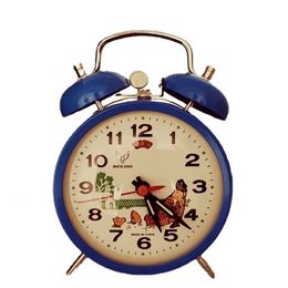 Mechanical Alarm Clock Vintage Chicken Pecking Rice Loud Childrens Clockwork Desk Clock Luminous Metal Table Decoration Gift 240429