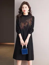 Casual Dresses 2024 Cashmere Knitted Dress Women's Autumn/Winter Warm Sweater Bottom Skirt Korean Loose Tight Vacation Vestidos