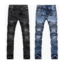 Mens Distressed Ripped Skinny Jeans Fashion Men Jeans Slim Motorcycle Moto Biker Causal Mens Denim Pants Hip Hop Men Jeans 2067