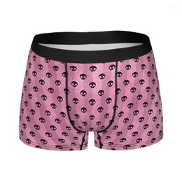 Underpants Pink Stripes Skull Pattern Alien UFO Breathbale Panties Male Underwear Ventilate Shorts Boxer Briefs