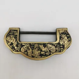 Decorative Figurines Metal Lock Chinese Retro Bronze Key Padlock Antique Combination Jewellery Box Collection