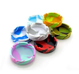 Soft Round Silicone Ashtray Camouflage Luminous Mini Ash Tray Unbreakable Portable Antiscalding Cigarette Holder Multicolor EcoF9298755