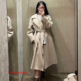 Maxmaras Womens Wrap Coat Camel Hair Coats Autumnwinter August New Double Breasted Cashmere Cascia Purchase Does Not Support Returns and Exchanges Rjja