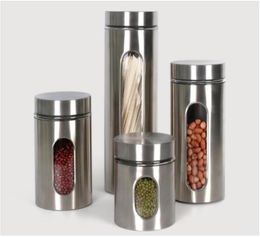 Kitchen Stainless Steel Storage Tanks Visible Glass Sealed Cans Tea Food Storage Bottles Storage Containers XZS 00283458704035120