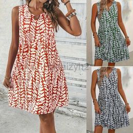 Basic Casual Dresses Designer Dress New Printed Ring Sleeveless Skirt for Vacation, Leisure Versatile Fashion Dress Large Women's Wear