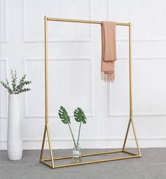 Golden clothing rack display rack gold clothes rail shelf floorstanding children039s women039s cstore1352726